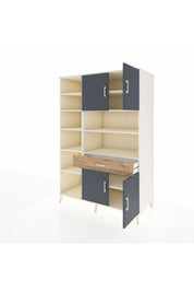 Kronos Dolap 10 Raflı Tek Çekmeceli 4 Kapaklı 132x59x195 Aytaşı-Antrasit/Çam