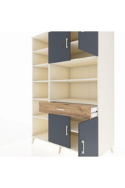 Kronos Dolap 10 Raflı Tek Çekmeceli 4 Kapaklı 132x59x195 Aytaşı-Antrasit/Çam