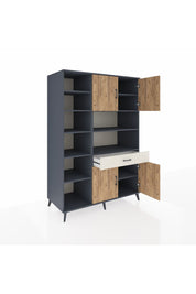 Kronos Dolap 10 Raflı Tek Çekmeceli 4 Kapaklı 132x59x195 Antrasit-Çam/Aytaşı