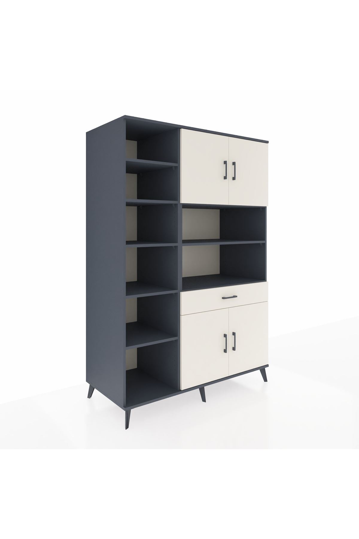 Kronos Dolap 10 Raflı Tek Çekmeceli 4 Kapaklı 132x59x195 Antrasit-Aytaşı/Aytaşı