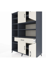 Kronos Dolap 10 Raflı Tek Çekmeceli 4 Kapaklı 132x59x195 Antrasit-Aytaşı/Aytaşı