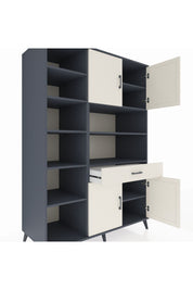 Kronos Dolap 10 Raflı Tek Çekmeceli 4 Kapaklı 132x59x195 Antrasit-Aytaşı/Aytaşı