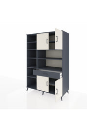 Kronos Dolap 10 Raflı Tek Çekmeceli 4 Kapaklı 132x59x195 Antrasit-Aytaşı/Antrasit