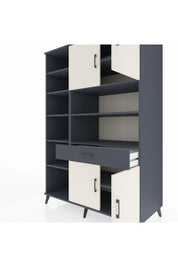Kronos Dolap 10 Raflı Tek Çekmeceli 4 Kapaklı 132x59x195 Antrasit-Aytaşı/Antrasit