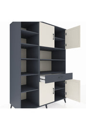 Kronos Dolap 10 Raflı Tek Çekmeceli 4 Kapaklı 132x59x195 Antrasit-Aytaşı/Antrasit