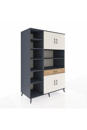 Kronos Dolap 10 Raflı Tek Çekmeceli 4 Kapaklı 132x59x195 Antrasit-Aytaşı/Çam