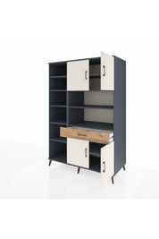 Kronos Dolap 10 Raflı Tek Çekmeceli 4 Kapaklı 132x59x195 Antrasit-Aytaşı/Çam