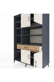 Kronos Dolap 10 Raflı Tek Çekmeceli 4 Kapaklı 132x59x195 Antrasit-Aytaşı/Çam