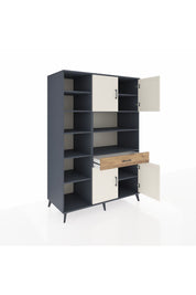 Kronos Dolap 10 Raflı Tek Çekmeceli 4 Kapaklı 132x59x195 Antrasit-Aytaşı/Çam