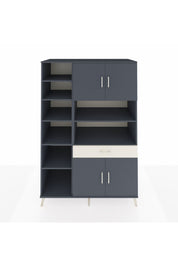 Kronos Dolap 10 Raflı Tek Çekmeceli 4 Kapaklı 132x59x195 Antrasit-Antrasit/Aytaşı