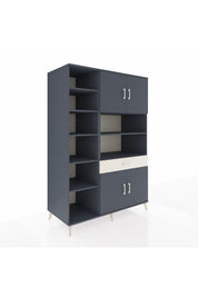 Kronos Dolap 10 Raflı Tek Çekmeceli 4 Kapaklı 132x59x195 Antrasit-Antrasit/Aytaşı