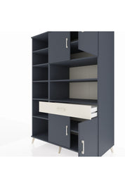 Kronos Dolap 10 Raflı Tek Çekmeceli 4 Kapaklı 132x59x195 Antrasit-Antrasit/Aytaşı