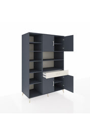 Kronos Dolap 10 Raflı Tek Çekmeceli 4 Kapaklı 132x59x195 Antrasit-Antrasit/Aytaşı