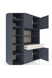 Kronos Dolap 10 Raflı Tek Çekmeceli 4 Kapaklı 132x59x195 Antrasit-Antrasit/Aytaşı