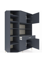 Kronos Dolap 10 Raflı Tek Çekmeceli 4 Kapaklı 132x59x195 Antrasit-Antrasit/Antrasit