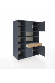 Kronos Dolap 10 Raflı Tek Çekmeceli 4 Kapaklı 132x59x195 Antrasit-Antrasit/Çam