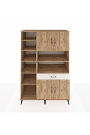 Kronos Dolap 10 Raflı Tek Çekmeceli 4 Kapaklı 132x59x195 Çam-Çam/Aytaşı