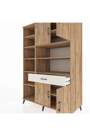 Kronos Dolap 10 Raflı Tek Çekmeceli 4 Kapaklı 132x59x195 Çam-Çam/Aytaşı