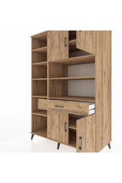 Kronos Dolap 10 Raflı Tek Çekmeceli 4 Kapaklı 132x59x195 Çam-Çam/Çam