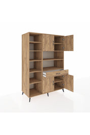 Kronos Dolap 10 Raflı Tek Çekmeceli 4 Kapaklı 132x59x195 Çam-Çam/Çam