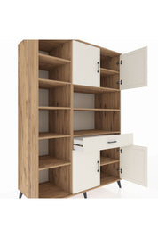 Kronos Dolap 10 Raflı Tek Çekmeceli 4 Kapaklı 132x59x195 Çam-Aytaşı/Aytaşı