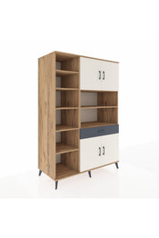 Kronos Dolap 10 Raflı Tek Çekmeceli 4 Kapaklı 132x59x195 Çam-Aytaşı/Antrasit