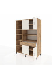 Kronos Dolap 10 Raflı Tek Çekmeceli 4 Kapaklı 132x59x195 Çam-Aytaşı/Çam