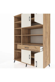 Kronos Dolap 10 Raflı Tek Çekmeceli 4 Kapaklı 132x59x195 Çam-Aytaşı/Çam