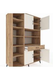 Kronos Dolap 10 Raflı Tek Çekmeceli 4 Kapaklı 132x59x195 Çam-Aytaşı/Çam