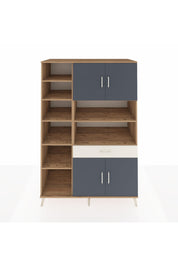 Kronos Dolap 10 Raflı Tek Çekmeceli 4 Kapaklı 132x59x195 Çam-Antrasit/Aytaşı