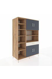 Kronos Dolap 10 Raflı Tek Çekmeceli 4 Kapaklı 132x59x195 Çam-Antrasit/Aytaşı