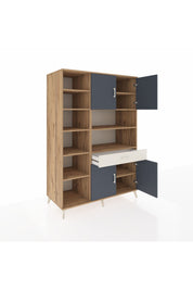 Kronos Dolap 10 Raflı Tek Çekmeceli 4 Kapaklı 132x59x195 Çam-Antrasit/Aytaşı