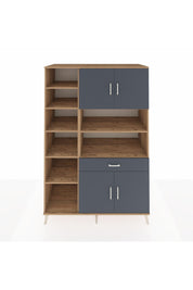 Kronos Dolap 10 Raflı Tek Çekmeceli 4 Kapaklı 132x59x195 Çam-Antrasit/Antrasit