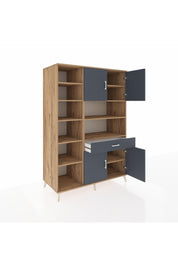 Kronos Dolap 10 Raflı Tek Çekmeceli 4 Kapaklı 132x59x195 Çam-Antrasit/Antrasit