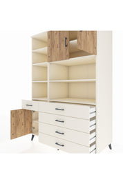 Kronos Dolap 9 Raflı 5 Çekmeceli 3 Kapaklı 132x59x195 Aytaşı-Çam/Aytaşı