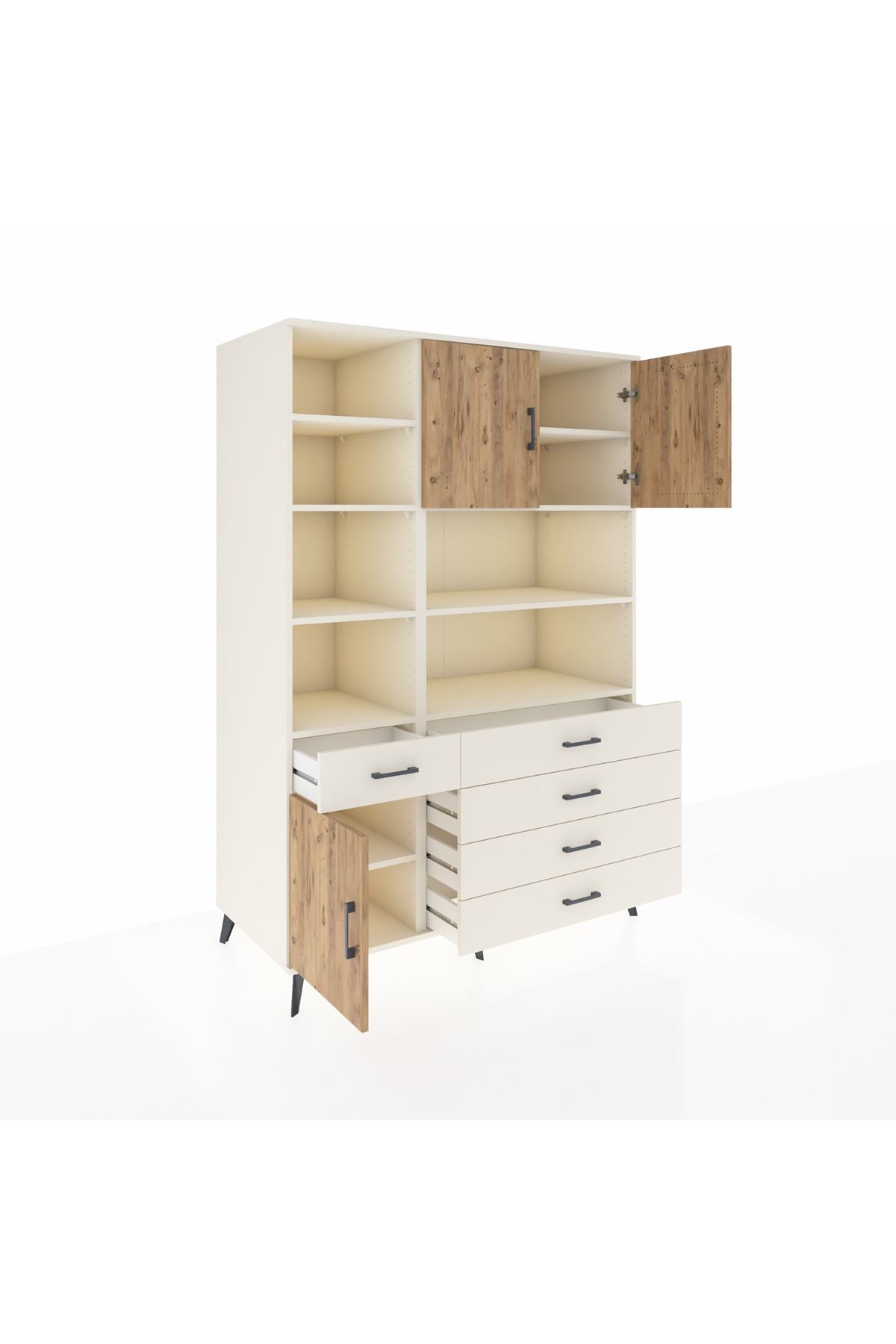 Kronos Dolap 9 Raflı 5 Çekmeceli 3 Kapaklı 132x59x195 Aytaşı-Çam/Aytaşı