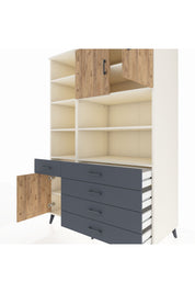 Kronos Dolap 9 Raflı 5 Çekmeceli 3 Kapaklı 132x59x195 Aytaşı-Çam/Antrasit