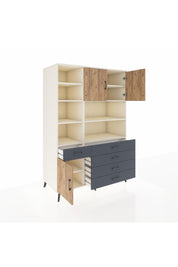 Kronos Dolap 9 Raflı 5 Çekmeceli 3 Kapaklı 132x59x195 Aytaşı-Çam/Antrasit