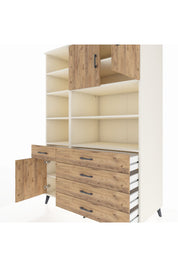 Kronos Dolap 9 Raflı 5 Çekmeceli 3 Kapaklı 132x59x195 Aytaşı-Çam/Çam