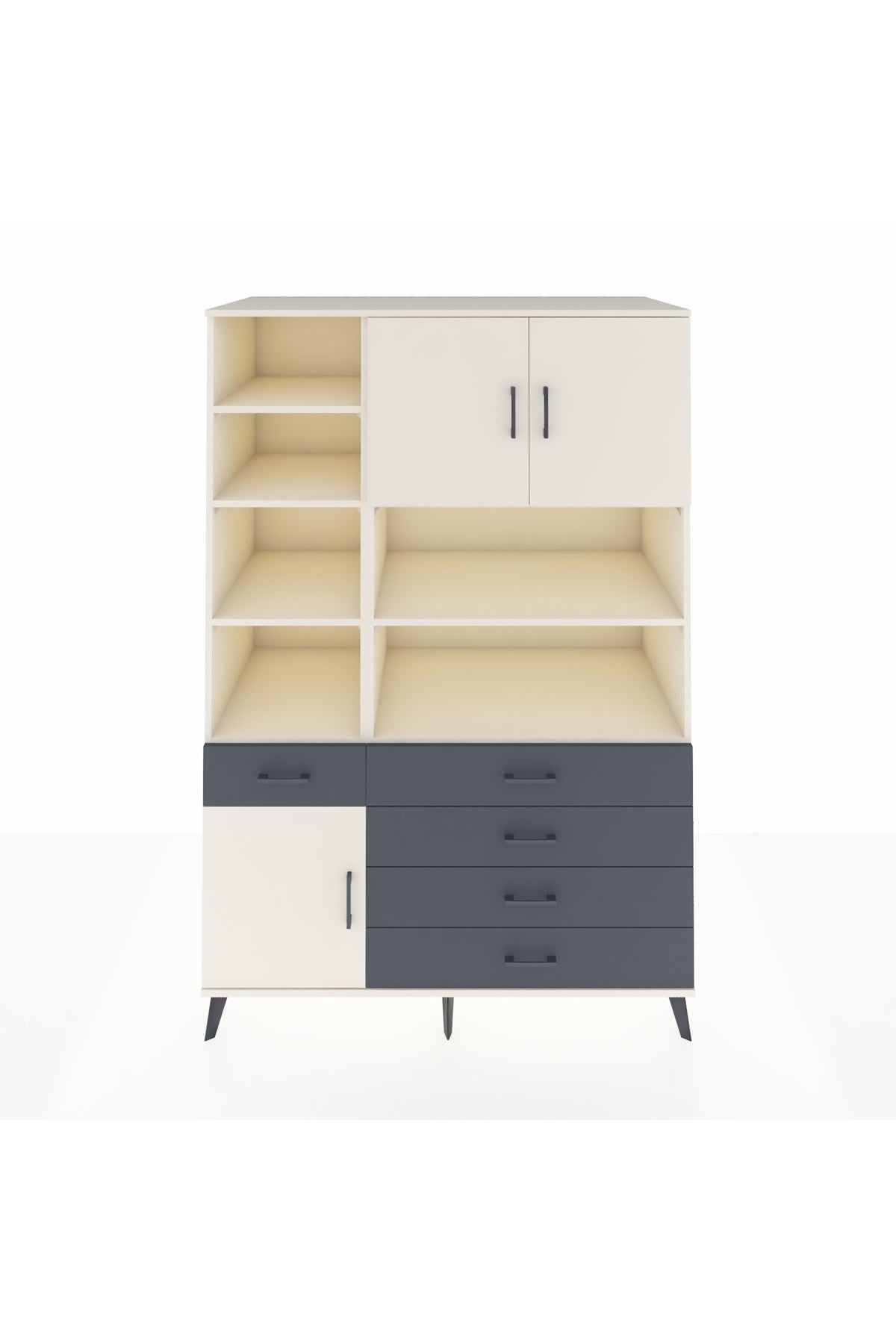 Kronos Dolap 9 Raflı 5 Çekmeceli 3 Kapaklı 132x59x195 Aytaşı-Aytaşı/Antrasit