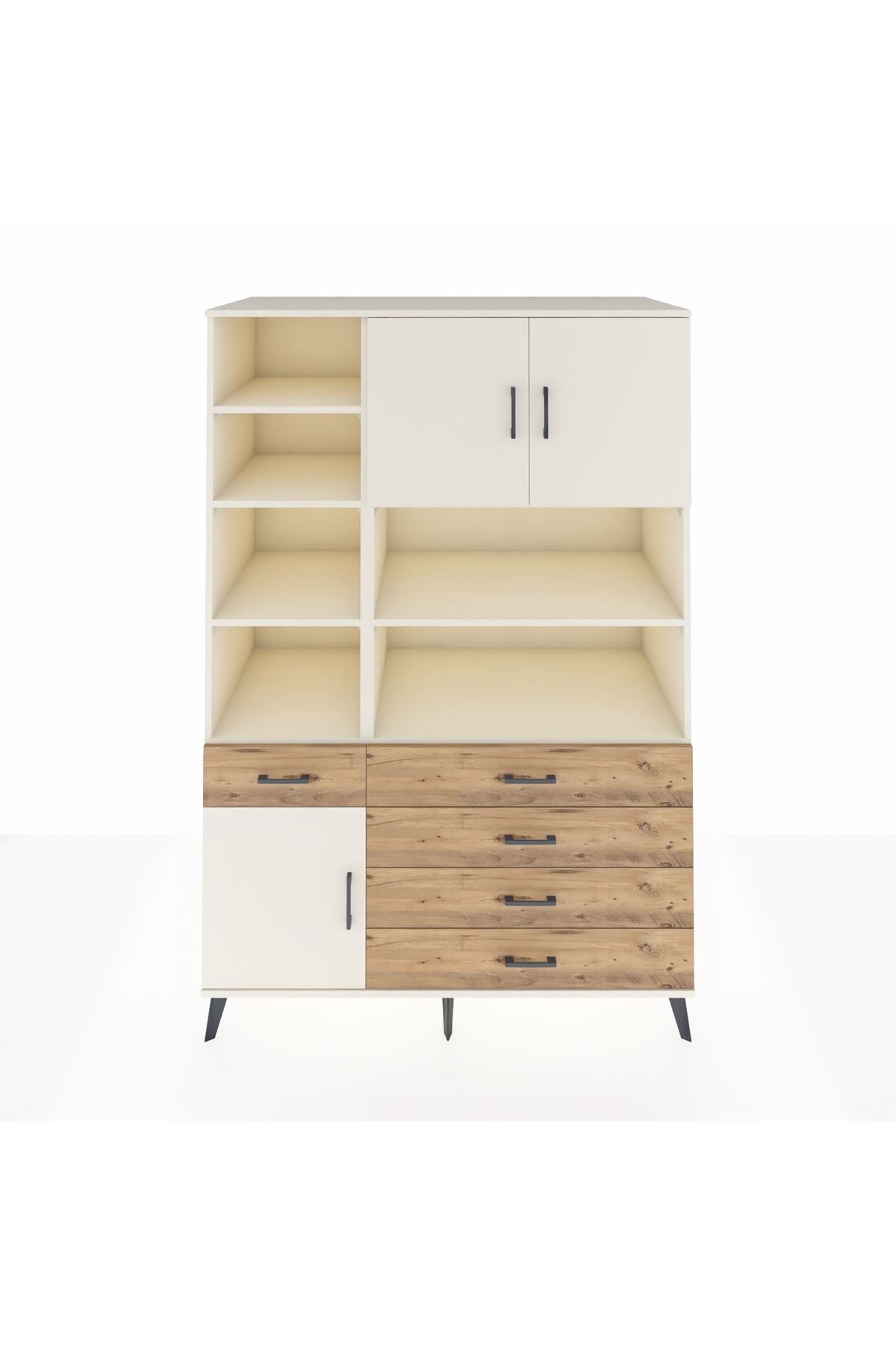 Kronos Dolap 9 Raflı 5 Çekmeceli 3 Kapaklı 132x59x195 Aytaşı-Aytaşı/Çam