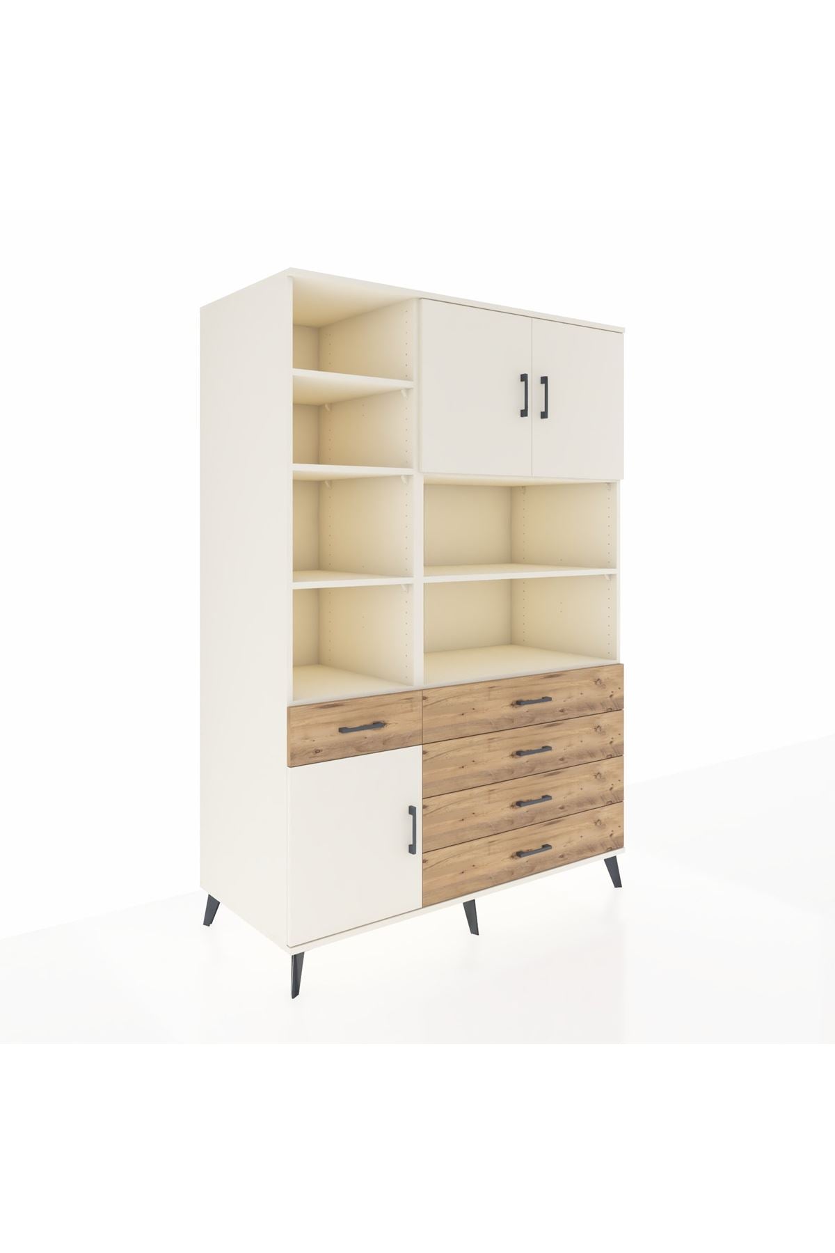 Kronos Dolap 9 Raflı 5 Çekmeceli 3 Kapaklı 132x59x195 Aytaşı-Aytaşı/Çam