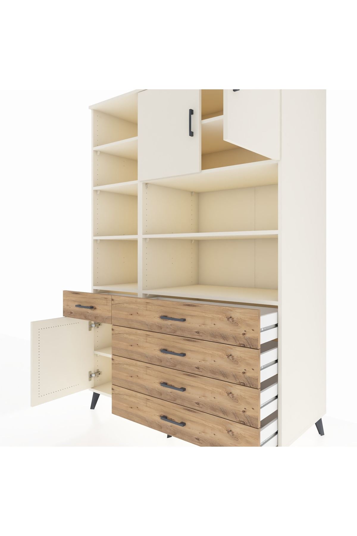 Kronos Dolap 9 Raflı 5 Çekmeceli 3 Kapaklı 132x59x195 Aytaşı-Aytaşı/Çam