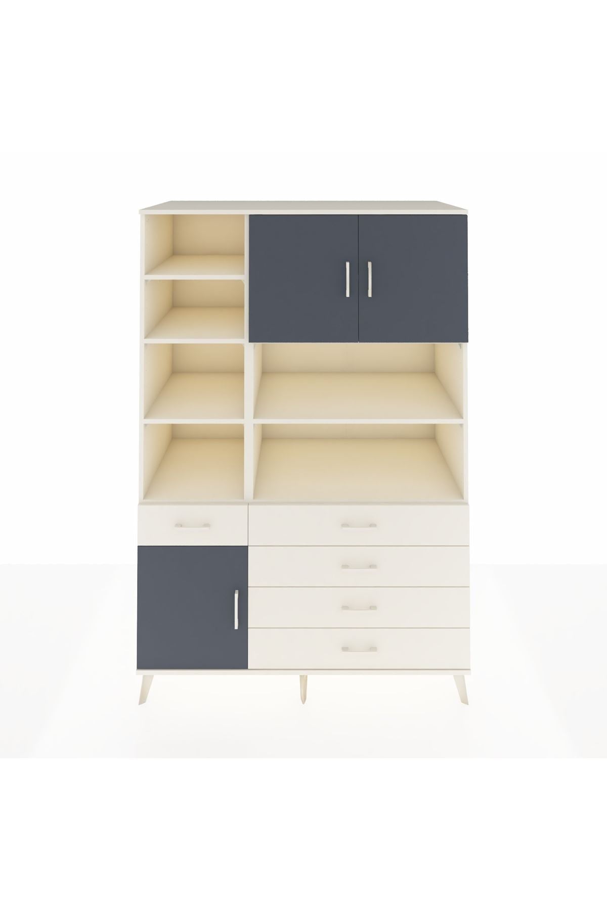 Kronos Dolap 9 Raflı 5 Çekmeceli 3 Kapaklı 132x59x195 Aytaşı-Antrasit/Aytaşı