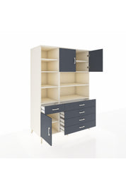 Kronos Dolap 9 Raflı 5 Çekmeceli 3 Kapaklı 132x59x195 Aytaşı-Antrasit/Antrasit