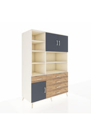 Kronos Dolap 9 Raflı 5 Çekmeceli 3 Kapaklı 132x59x195 Aytaşı-Antrasit/Çam