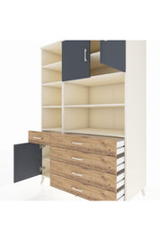 Kronos Dolap 9 Raflı 5 Çekmeceli 3 Kapaklı 132x59x195 Aytaşı-Antrasit/Çam