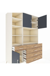 Kronos Dolap 9 Raflı 5 Çekmeceli 3 Kapaklı 132x59x195 Aytaşı-Antrasit/Çam