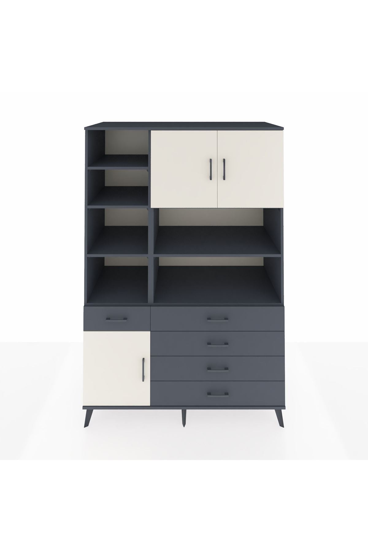 Kronos Dolap 9 Raflı 5 Çekmeceli 3 Kapaklı 132x59x195 Antrasit-Aytaşı/Antrasit