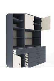 Kronos Dolap 9 Raflı 5 Çekmeceli 3 Kapaklı 132x59x195 Antrasit-Aytaşı/Antrasit